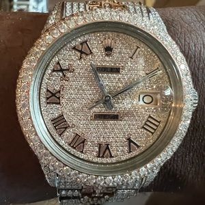 Authentic Rolex Date Just 2-tone rosé gold jubilee band VS1 diamonds